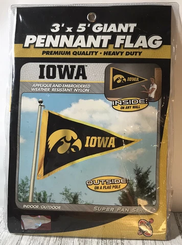 NCAA Iowa Hawkeyes Giant Pennant Flag 3’ x 5’ Party Animal Inc. Indoor/Outdoor Cover
