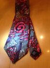 100% Silk SCREENPLAY by MARTIN WONG Purple Red Teal Swirl Classic 60" Neck Tie