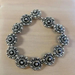 Pulsera mexicana vintage de plata de ley pesada 42 g estilo Taxco eslabón oxidado - Imagen 1 de 6