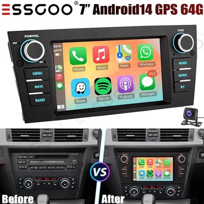 7" Car GPS Stereo 64G For BMW 3 Series E90-E93 2005-2012 Apple Carplay BT FM+AHD - Image 1 of 4