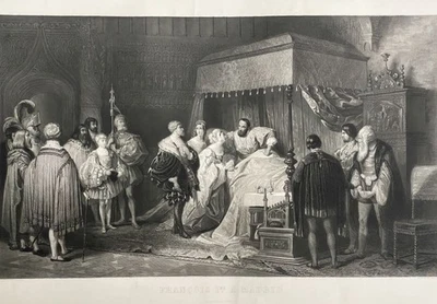 Francois 1er. a Madrid - großes Mezzotinto Paul Girardet n. Tony Johannot Kunst - Bild 1 von 4