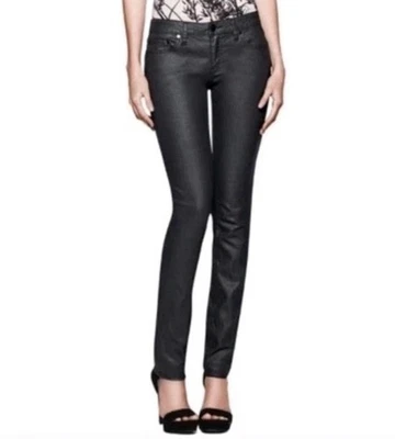 Tory Burch Jeans Ivy Super-Skinny Stretch 30 Shiny Black Faux-Leather (32x32) - Image 1 of 4