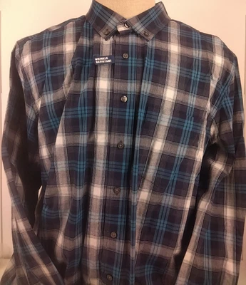 Camisa de vestir George Classic Fit azul a cuadros LS talla 2XL - Nueva.                (B6) Foto 1 de 4