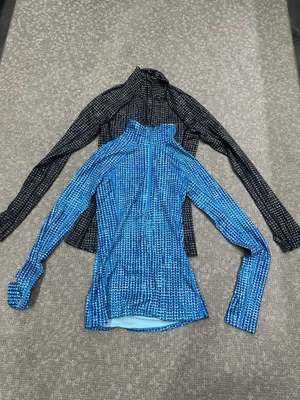 LOT OF 2-Under Armour Blue & Black Geometric Quarter Zip Pullover Womens XS EUC - Image 1 of 4