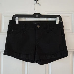 Celebrity Pink Womens Short Shorts Black Denim Size 5/27 Cuffed Hem Stretchy  - Picture 1 of 7