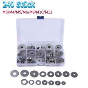 240x Unterlegscheiben Set Edelstahl M2 M3 M4 M6 M8 M10 Beilagscheiben Sortiment - Bild 1 von 12