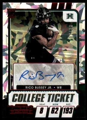 2021 Contenders Draft Picks Game Ticket Red Cracked Ice #176 Rico Bussey Jr. /23 - Image 1 of 2