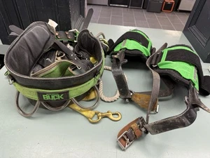 Notch Gecko Aluminum Climbers Arborist Tree Spurs Spikes & BUCKINGHAM BUCK BELT - Picture 1 of 9