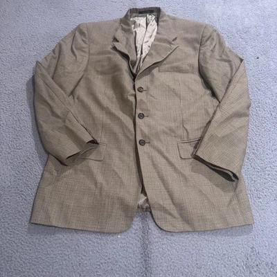 Givenchy Monsieur Blazer Mens 40 Beige 3 Button Houndstooth Sport Coat Jacket - Image 1 of 4