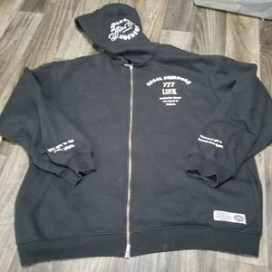 Boohoo Man Men Size XL Black Angel Numbers Graphic Pullover Hoodie - Picture 1 of 24