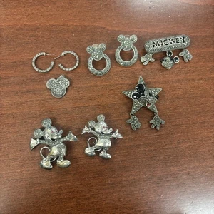 Disney MIckey Mouse Jewelry Pin And Earings Lot Vintage - Picture 1 of 2