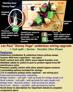 Les Paul Solderless Jimmy Page Wiring Upgrade - Short Shaft Pots / Short Switch - Picture 1 of 10