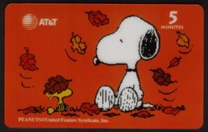 Tarjeta de Snoopy-A-Month: #12 (septiembre) ver hojas de otoño caer tarjeta telefónica - Imagen 1 de 2