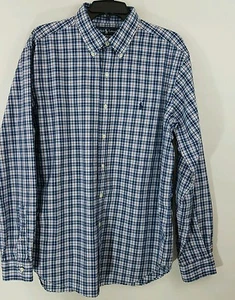 Men's RALPH LAUREN Long Sleeve Classic Fit Button Down Blue Maroon Plaid Large - Picture 1 of 6