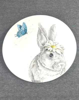 Bunny Rabbit Salad Plate 8.5" Blue Butterfly Replacement 420/PKG9954-18 Pier1 - Image 1 of 4