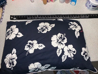 Tommy Hilfiger Almohada de Cama Vintage a Cuadros/Logotipo - Almohada Decorativa Azul Marino Hibisco Foto 1 de 4