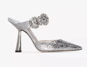 NWOB Jimmy Choo Silver Crystal Embellished Glitter Pumps 39 - Picture 1 of 11