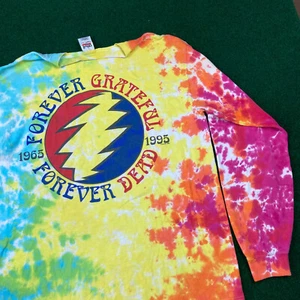 Vintage Grateful Dead Shirt Mens L Yellow 1995 Tie Dye Forever Dead 90s Rock Tee - Picture 1 of 11