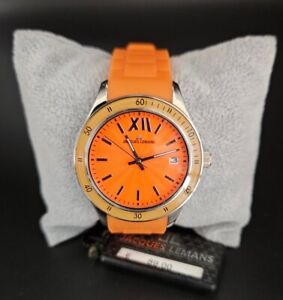 Jacques Lemans Uhr Silikonarmband orange Neu mit Etikett