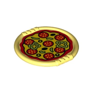 Lego - Duplo Utensilienscheibe mit Pizza mit Salami, Paprika und Oliven Muster - Bild 1 von 1