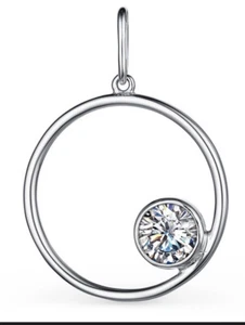Pendente Rotondo In Argento 925 Con Zirconia Senza Catena. - Imagen 1 de 3