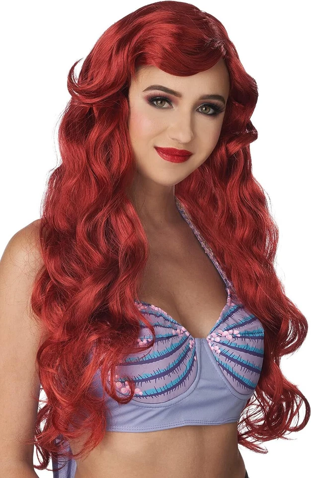 Peluca Sirena Cuento de Hadas Pequeño Rojo Vestido Elegante Halloween Adulto Disfraz Accesorio Foto 1 de 1