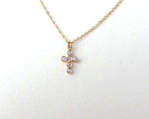 COLLAR PEQUEÑO DIAMANTE CRUZ ORO 14K 0,07CT DIAMANTES EXTRAÍDOS DE TIERRA NATURAL - Imagen 1 de 6