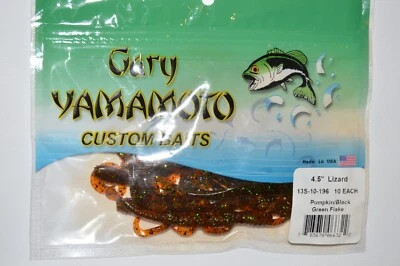 gary yamamoto 4.5" lizard 13s-10-196 pumpkin black green flake - Image 1 of 2