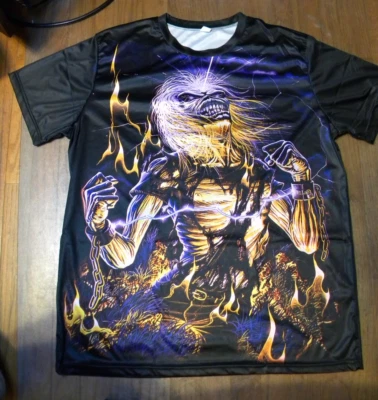 Live After Death 男式 T 恤 Eddie 重金属尺寸 L 两面 — 第 1/4 张图片