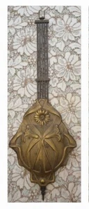 RARE antique 1890 Art Nouveau wall clock pendulum part floral motif FREE SHIPP - Picture 1 of 4