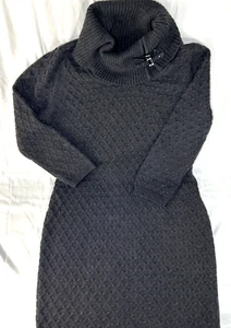 Calvin Klein Cable Knit Turtle Neck Sweater Dress Women's Large Gray Classic - Picture 1 of 13