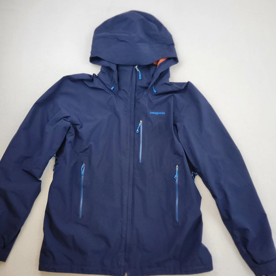 Jaqueta masculina Patagonia Violet Gore-Tex grande azul com capuz impermeável concha - Imagem 1 de 4