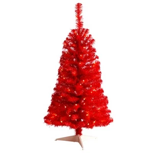 3-ft Red Artificial Christmas Tree with 50 LED Lights and 118 Bendable Branches - Picture 1 of 3