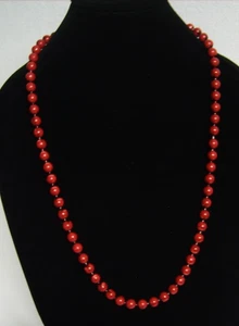 Vintage Long Red Lucite Beaded Necklace Opera Flapper Style Plastic Beads 30" - Picture 1 of 5