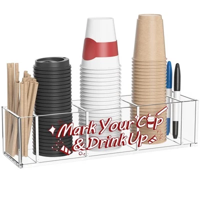 Portavasos con Ranura para Marcador - Organizador de Vasos de Plástico para Cocina, Bar, Fiesta,... Foto 1 de 4