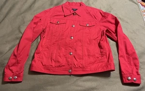 vintage "CHAPS" ROTE JEANSJACKE mit SILBERKNÖPFEN DAMEN L Large JEANSMANTEL SCHÖN - Bild 1 von 7