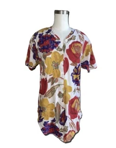 Vintage Express Floral T Shirt Womens 1980s Floral XS - Picture 1 of 8