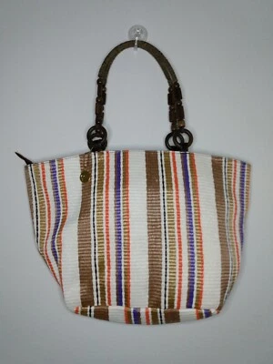 Bolso de Paja Big Buddha Cartera Multicolor Rayas Hombro Playa Bolso de Mano Mango de Madera Foto 1 de 4