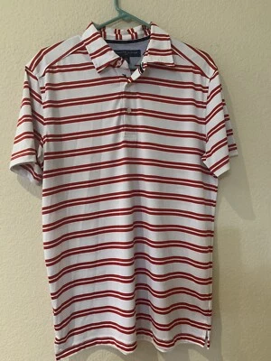 Tommy Hilfiger Golf Short Sleeve Polo Shirt Polyester Golf EUC Size M Red Stripe - Image 1 of 4