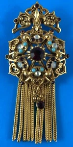 Vintage Florenza Signed Rhinestone Dangle Brooch In Excellent Condition RARE - Picture 1 of 7