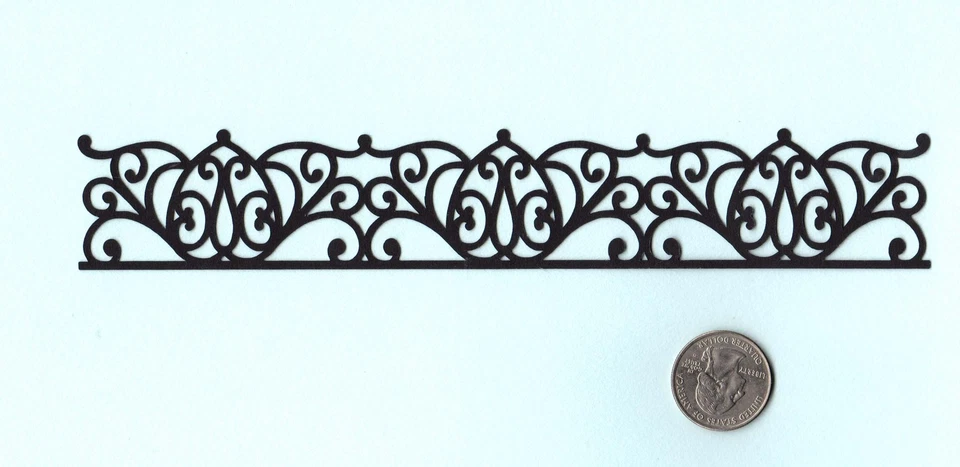 Cortes de borda de rolagem - Cortes de borda ornamentados, 6 peças, 8" x 1-1/4" - Preto - Imagem 1 de 1