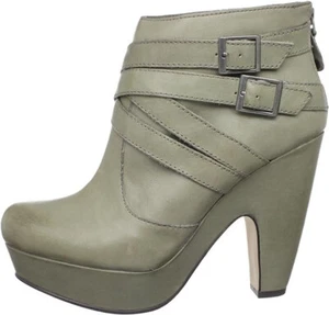 Botines SEYCHELLES 8 TEORÍA Plataforma Bota Gris Cuero Hebillas 4,5" Nuevas con etiquetas - Imagen 1 de 7