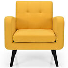 Giantex Mid Century Accent Chair Comfy Arm Chair Single Sofa w/Wood Legs Yellow