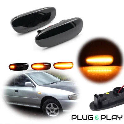 Luces de señal laterales LED secuenciales lente de humo para Subaru Impreza 1993-2001 Foto 1 de 4