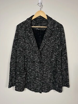 EILEEN FISHER Sweater Blazer Women M Black Double Breasted Organic Cotton Pocket - Image 1 of 4