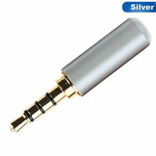 five 3.5 mm 1/8 inch Silve 4 Pole Conductor 3 Ring Audio TRRS Plug Male Adapter@