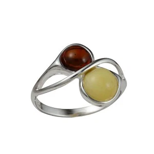 Sterling Silver and Baltic Honey and Butterscotch Amber Ring - Picture 1 of 4