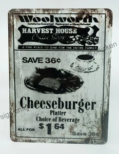 Vintage style sign - WOOLWORTH'S - Vintage looking sign FOOD, CHEESBURGER SIGN - Picture 1 of 1