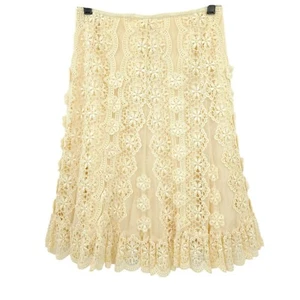 Antonio Melani Skirt Cream Ivory Lace Lined A-Line Sz 2 Elegant Western Cowgirl - Picture 1 of 11