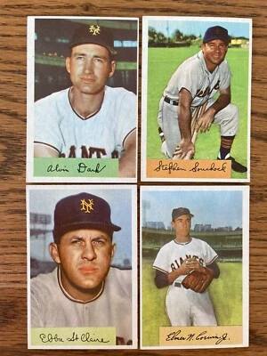 Bowman Baseball 1954 4 Dif, Al Dark, Steve Souchock, New York Giants, Vgex Foto 1 de 4